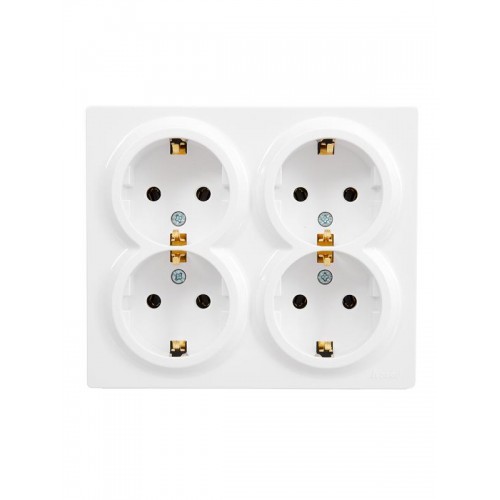 Розетка 4-м ОП LETO с заземл. закрытый корпус ПБТ бел. LEZARD 752-0200-127BDP