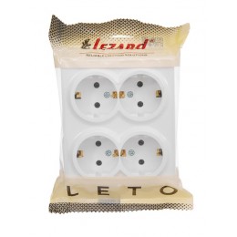 Розетка 4-м ОП LETO с заземл. закрытый корпус ПБТ бел. LEZARD 752-0200-127BDP