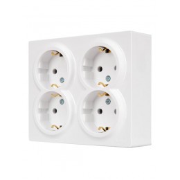 Розетка 4-м ОП LETO с заземл. закрытый корпус ПБТ бел. LEZARD 752-0200-127BDP