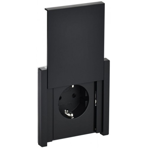 Розетка СП FORTE&PIANO16А IP44 FP119 с заземл. защ. шторки с крышкой безвинт. крепл. черн. IEK FP-R16-16-1-44-K02