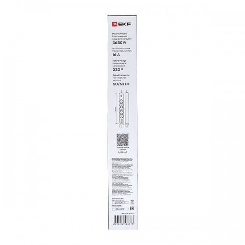 Удлинитель 5х1.5м IP20 2USB 2.4А+2type-C LUX 1.5кв.мм EKF UBA-LUX-515-TC