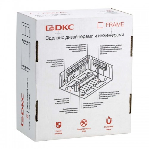 Щиток 8 мод. настенный FRAME с тонированной дверцей с 2 шинами PEN на 6 и 8 отв. бел. DKC F08W1WD