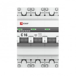 Выключатель автоматический модульный 3п C 16А 6кА ВА 47-63 PROxima EKF mcb4763-6-3-16C-pro