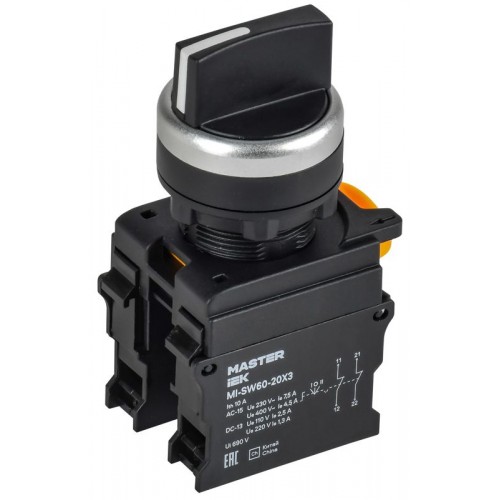 Переключатель 3 полож. 2НЗ черн. MASTER IEK MI-SW60-20X3-5-24-3-K02