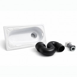 Чаша Генуя стальная эмаль Сантэкс со смещенным сливом в комплекте с сифоном и рассекателем