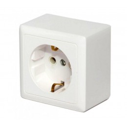 Розетка 1-м ОП Хит 16А IP20 250В с заземл. без защ. шторок бел. SE RA16-133-B