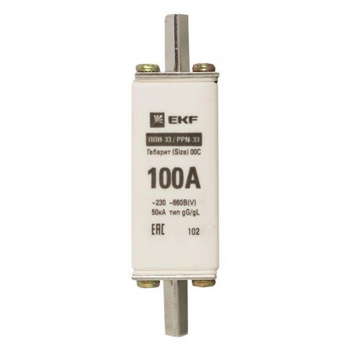 Вставка плавкая ППН-33 100/100А 50кА габарит 00С PROxima EKF fus-33/100