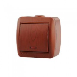 Выключатель 1-кл. ОП Nata 10А IP20 с подсветкой вишня LEZARD 710-0600-111