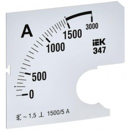 Шкала сменная для амперметра Э47 1500/5А-1.5 72х72мм IEK IPA10D-SC-1500