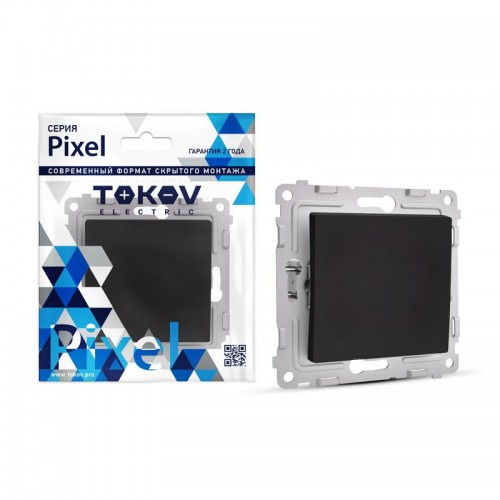 Переключатель проходной 1-кл. СП Pixel 10А IP20 механизм карбон TOKOV ELECTRIC TKE-PX-P1-C14