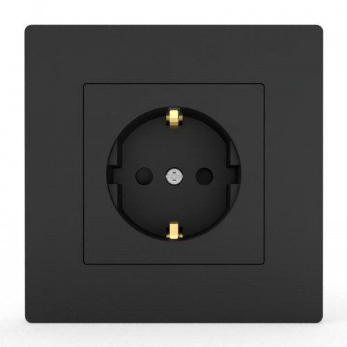 Розетка 1-м СП Pixel 16А IP20 с заземл. защ. шторки в сборе карбон TOKOV ELECTRIC TKE-PX-R1FZSF-C14