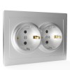 Розетка 2-м СП Pixel 16А IP20 с заземл. защ. шторки в сборе алюм. TOKOV ELECTRIC TKE-PX-R2FZSF-C03