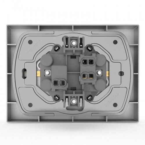 Розетка 2-м СП Pixel 16А IP20 с заземл. защ. шторки в сборе алюм. TOKOV ELECTRIC TKE-PX-R2FZSF-C03