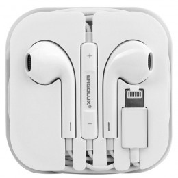 Наушники вкладыши с микрофоном ELX-WHP04-C01 проводные Lightning 1.2м коробка+бокс бел. ERGOLUX 15285