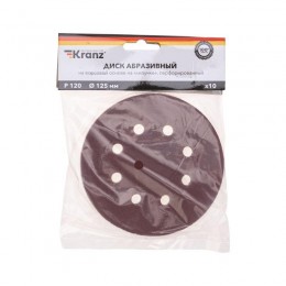 Диск абразивный на ворсовой основе на липучке перфорированный P120 125мм (уп.10шт) Kranz KR-91-1168