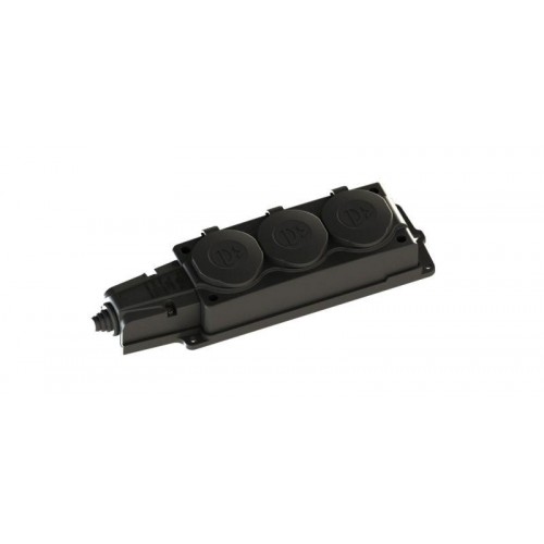 Колодка удлинителя 3-м MultiSet 16А 250В IP44 с заземл. каучук черн. SE MST4103BK
