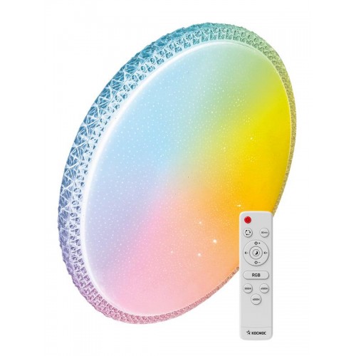 Светильник светодиодный PREMIUM MYSTERY RGB 75Вт 230В 3000-6500К 6000лм IP40 495х85мм настенно-потолочный управляемый с пультом ДУ с RGB подсветкой КОСМОС KSMystRGB75W
