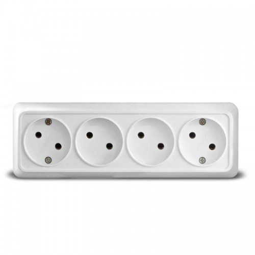 Розетка 4-м ОП Олимп 16А IP20 без заземл. бел. UNIVersal 1162