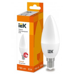 Лампа светодиодная C35 7Вт свеча 3000К E14 230В IEK LLE-C35-7-230-30-E14