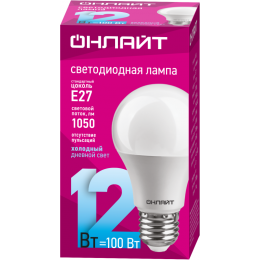 Лампа светодиодная 61 141 OLL-A60-12-230-6.5K-E27 12Вт грушевидная ОНЛАЙТ 61141