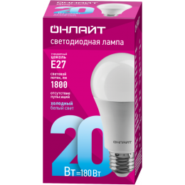 Лампа светодиодная 61 159 OLL-A60-20-230-6.5K-E27 20Вт грушевидная ОНЛАЙТ 61159