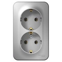 Розетка 2-м ОП Blanca 16А IP20 250В с заземл. без защ. шторок с изолир. пластиной алюм. SE BLNRA010213