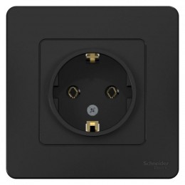 Розетка 1-м СП Blanca 16А IP20 250В с заземл. без защ. шторок антрацит SE BLNRS001016