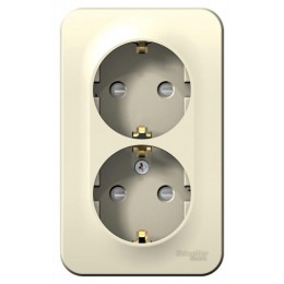 Розетка 2-м ОП Blanca 16А IP20 250В с заземл. защ. шторки с изолир. пластиной молоч. SE BLNRA011212