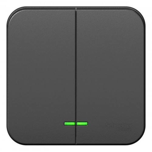 Выключатель 2-кл. ОП Blanca 10А IP20 (сх. 5) 250В с подсветкой с изолир. пластиной антрацит SE BLNVA105116
