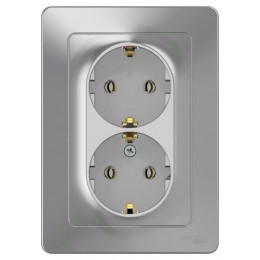 Розетка 2-м СП Blanca 16А IP20 250В с заземл. без защ. шторок алюм. SE BLNRS001023