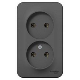 Розетка 2-м ОП Blanca 16А IP20 250В без заземл. без защ. шторок с изолир. пластиной антрацит SE BLNRA000216