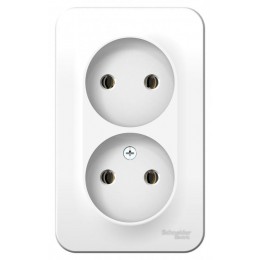Розетка 2-м ОП Blanca 16А IP20 250В без заземл. без защ. шторок с металлич. пластиной бел. SE BLNRA000221