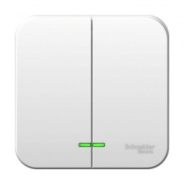 Выключатель 2-кл. ОП Blanca 6А IP20 (сх. 5) 250В с подсветкой с изолир. пластиной бел. SE BLNVA065111