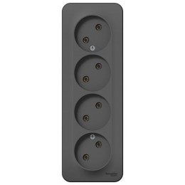 Розетка 4-м ОП Blanca 16А IP20 250В без заземл. без защ. шторок с изолир. пластиной антрацит SE BLNRA000416