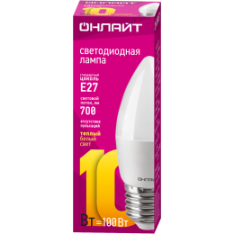 Лампа светодиодная 61 959 OLL-C37-10-230-2.7K-E27-FR 10Вт ОНЛАЙТ 61959