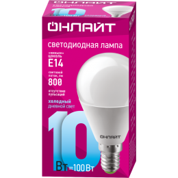 Лампа светодиодная 61 967 OLL-G45-10-230-6.5K-E14 10Вт ОНЛАЙТ 61967