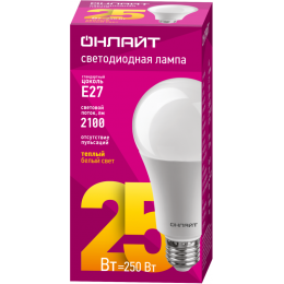 Лампа светодиодная 61 953 OLL-A60-25-230-2.7K-E27 25Вт ОНЛАЙТ 61953