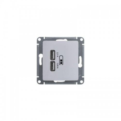 Розетка USB 2-м СП Glossa тип A+A 5В/2.1А 2х5В/1.05А механизм бел. SE GSL000133