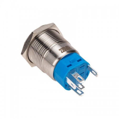 Кнопка антивандальная d19 250В с фикс. (5с) ON-OFF/OFF-ON подсветка красн. Rexant 36-3440