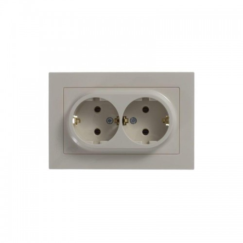 Розетка 2-м СП AtlasDesign 16А IP20 с заземл. в сборе беж. SE ATN000224