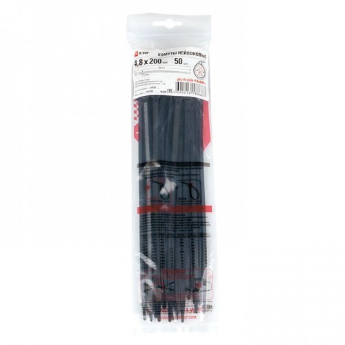 Хомут P6.6 4.8x200 FlexLock стандартный черн. (уп.50шт) PROxima EKF plc-fl-ctsb-4.8x200-r