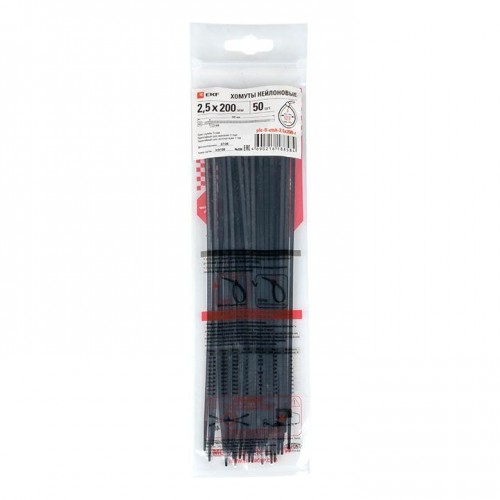 Хомут P6.6 2.5x200 FlexLock стандартный черн. (уп.50шт) PROxima EKF plc-fl-ctsb-2.5x200-r