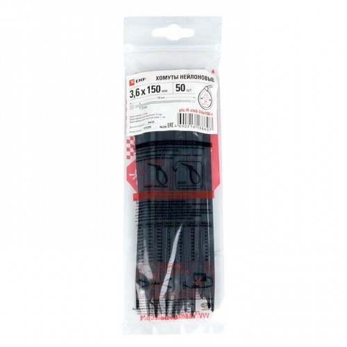 Хомут P6.6 3.6x150 FlexLock стандартный черн. (уп.50шт) PROxima EKF plc-fl-ctsb-3.6x150-r