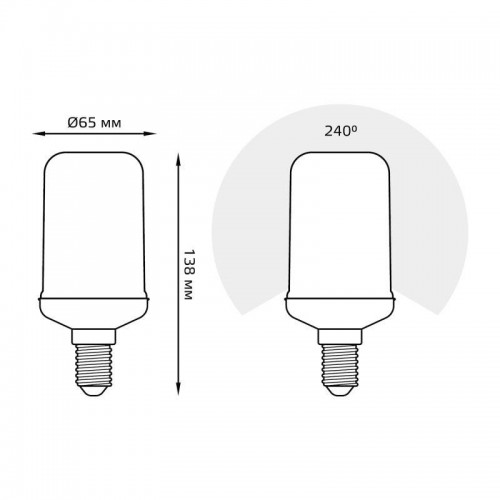 Лампа светодиодная Flame 5Вт T65 1500К тепл. бел. E14 80лм GAUSS 157401105