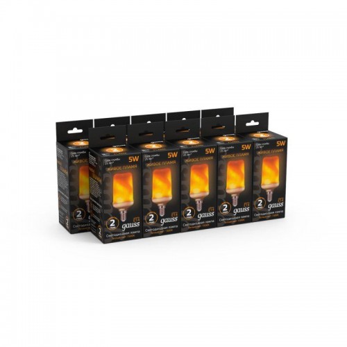 Лампа светодиодная Flame 5Вт T65 1500К тепл. бел. E14 80лм GAUSS 157401105