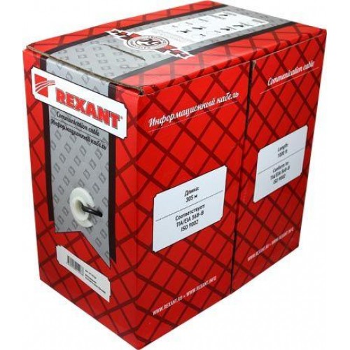 Кабель витая пара F/UTP кат.5e 1х2х24AWG solid PVC INDOOR сер. (м) Rexant 01-0120