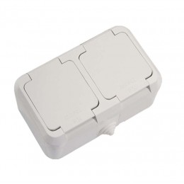 Розетка 2-м ОП 16А IP44 с заземл. п/герм. бел. Makel 18354