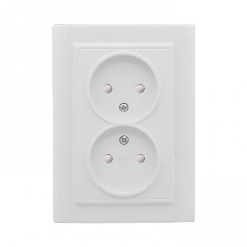 Розетка 2-м СП Минск 10А IP20 без заземл. защ. шторки бел. Basic EKF ERR10-102-100