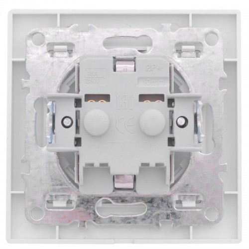 Розетка 1-м СП Минск 16А IP20 с заземл. защ. шторки бел. Basic EKF ERR16-028-100