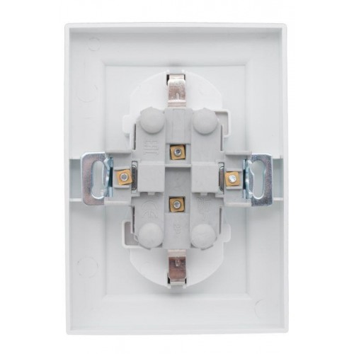 Розетка 2-м СП Минск 16А IP20 с заземл. защ. шторки бел. Basic EKF ERR16-128-100